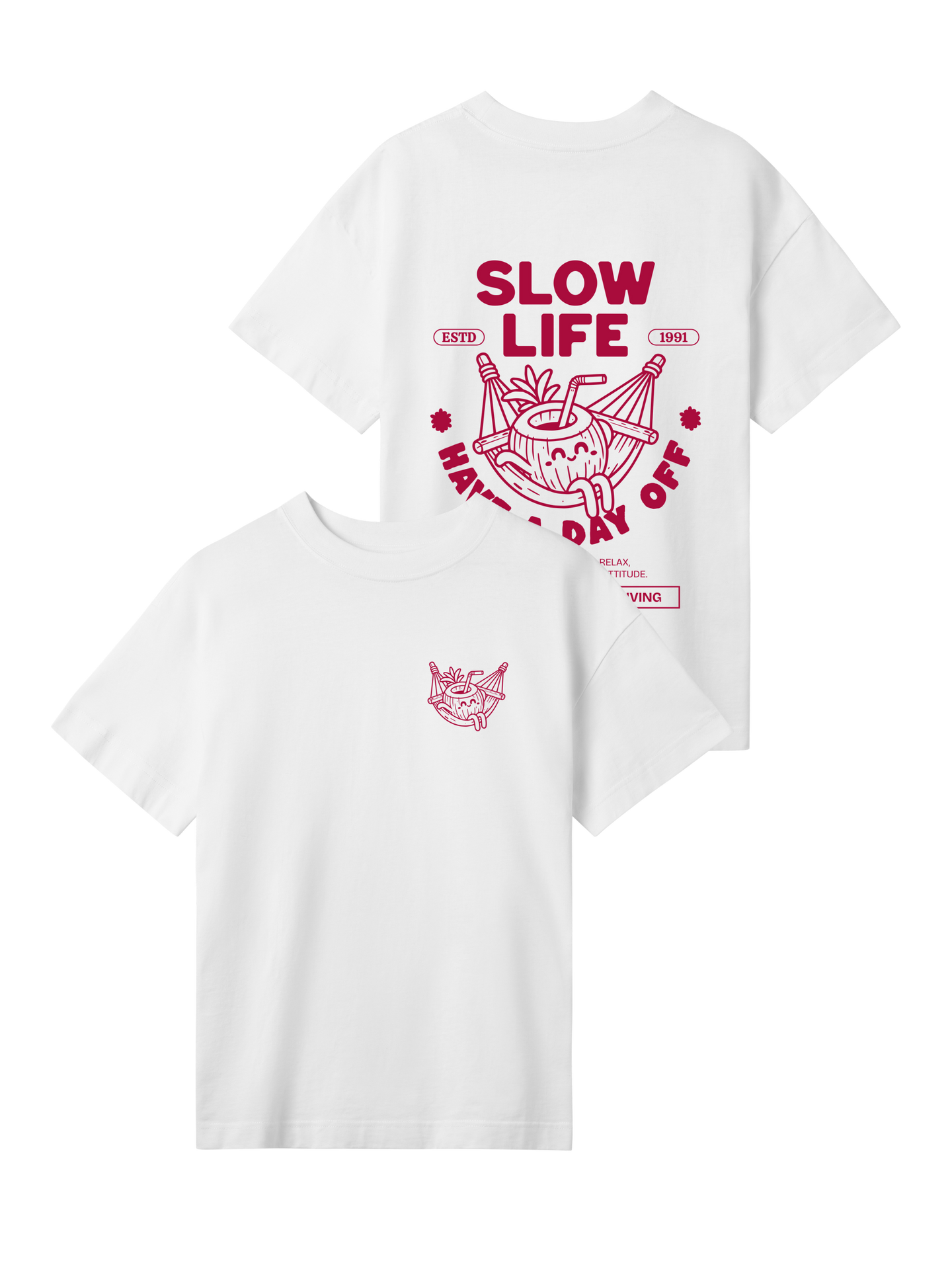 Slow Life - Damen Oversized T-Shirt - Flamingo Apparel