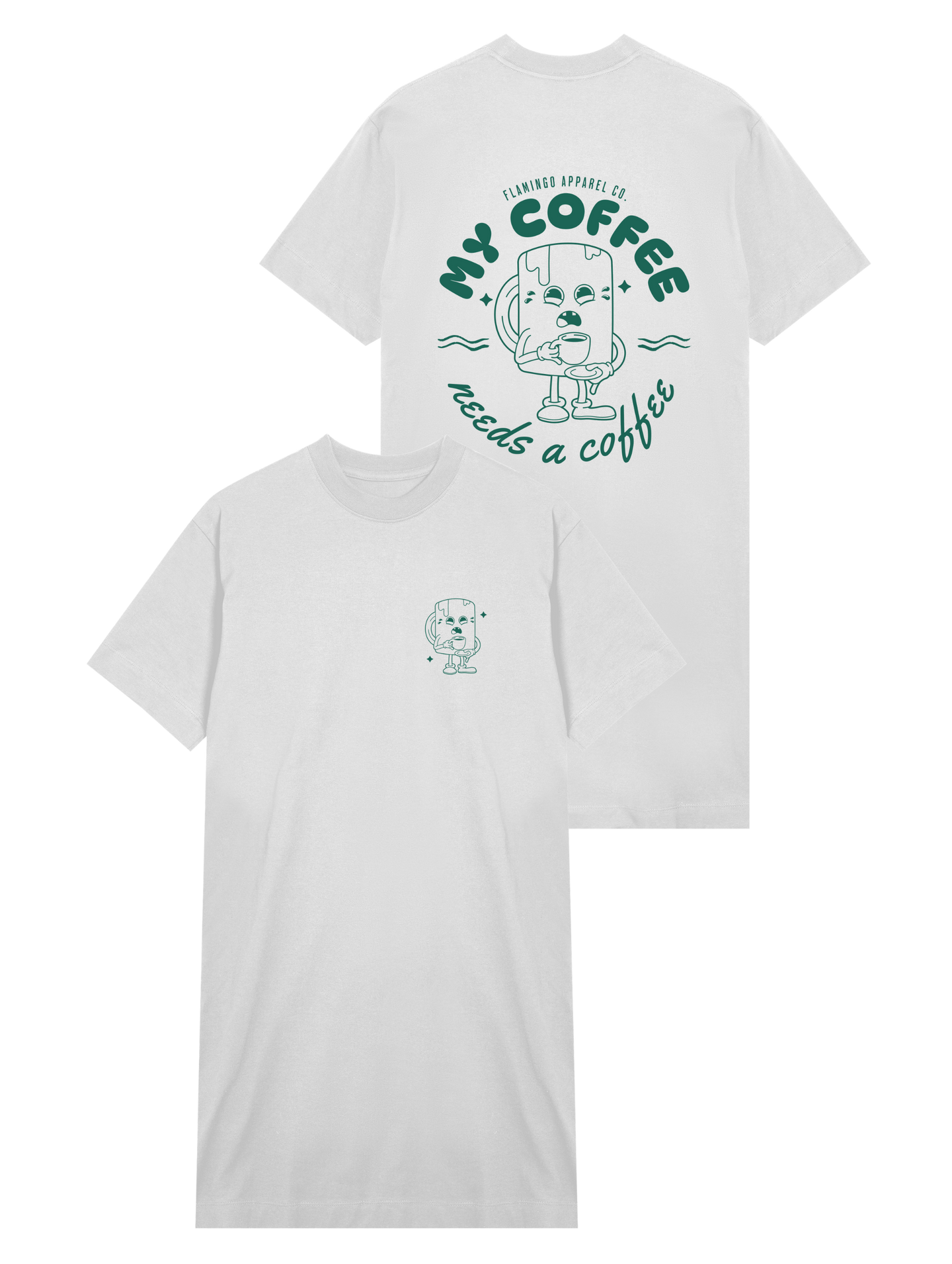 My Coffee - Damen T-Shirt Kleid - Flamingo Apparel